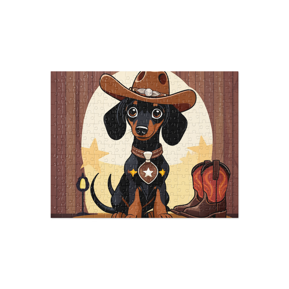 PugMug Custom Black Dachshund Jigsaw Puzzle