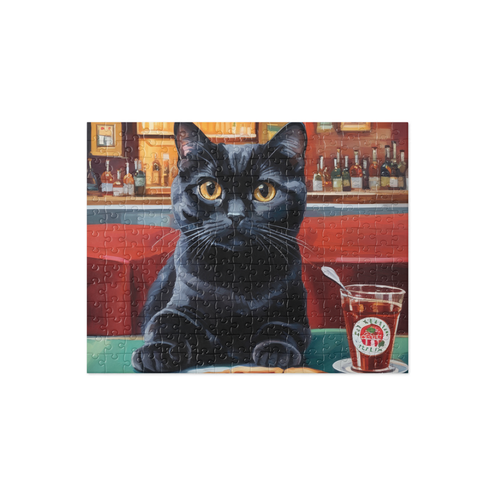 PugMug Custom Black Scottish Fold Cat Jigsaw Puzzle
