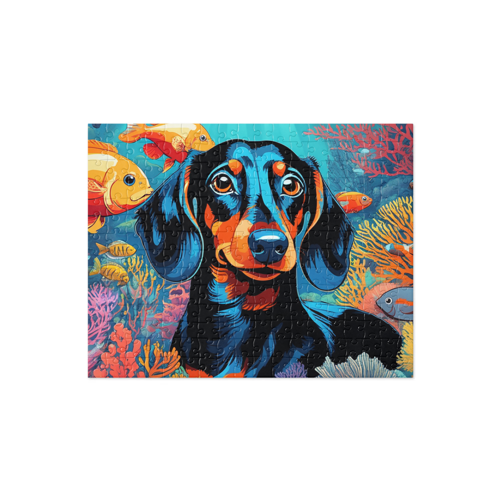 PugMug Custom Black Dachshund Jigsaw Puzzle