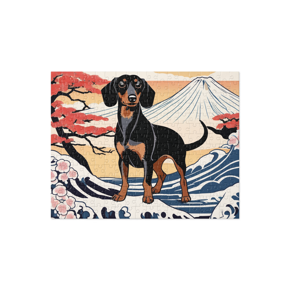 PugMug Custom Black Dachshund Jigsaw Puzzle