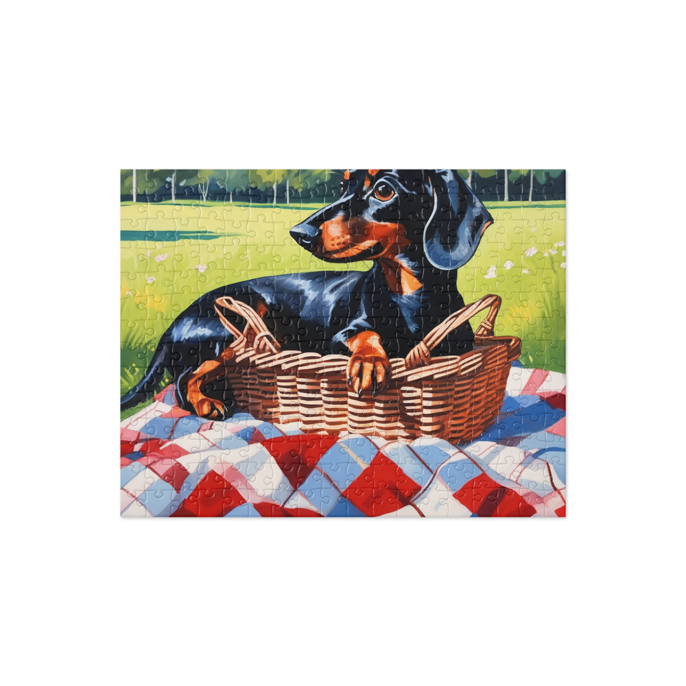 PugMug Custom Black Dachshund Jigsaw Puzzle