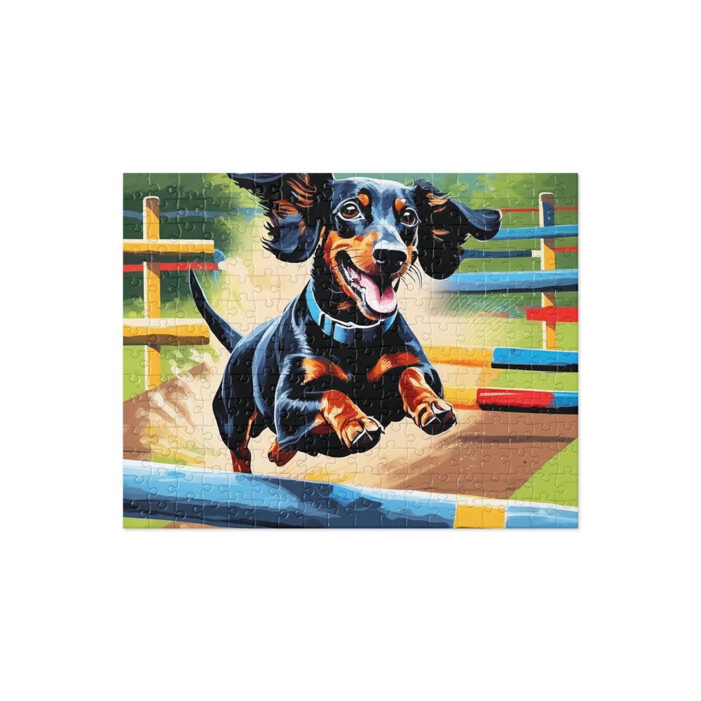 PugMug Custom Black Dachshund Jigsaw Puzzle