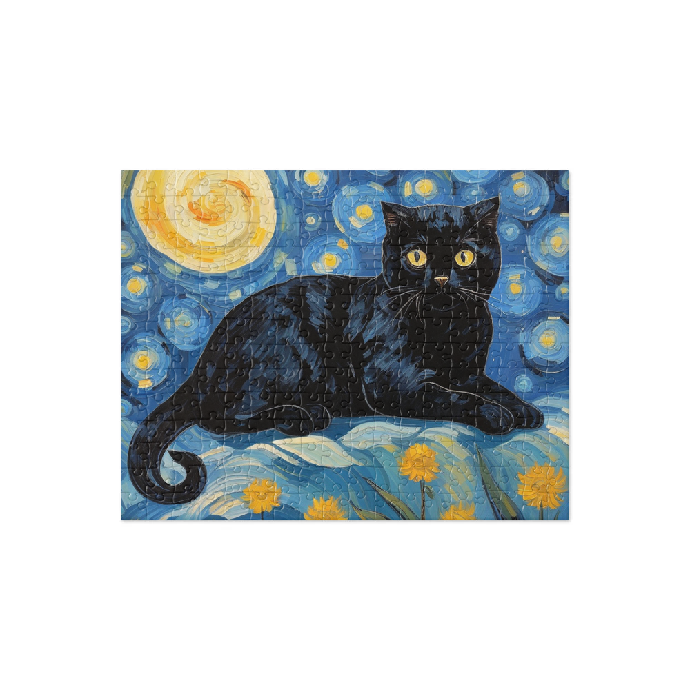 PugMug Custom Black Scottish Fold Cat Jigsaw Puzzle
