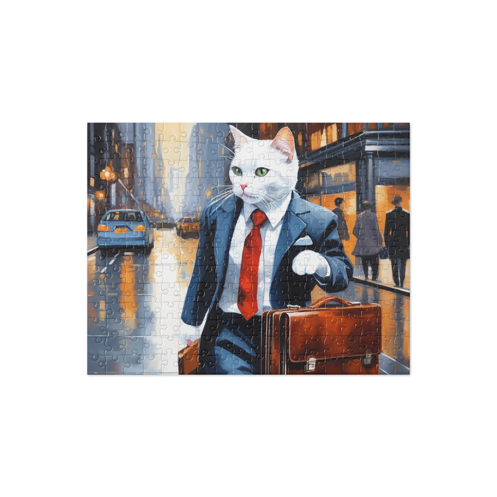 PugMug Custom White Companion Cat Jigsaw Puzzle