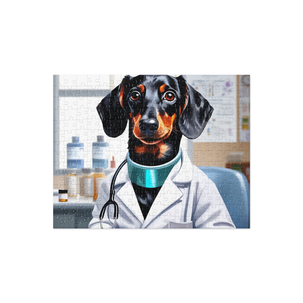 PugMug Custom Black Dachshund Jigsaw Puzzle