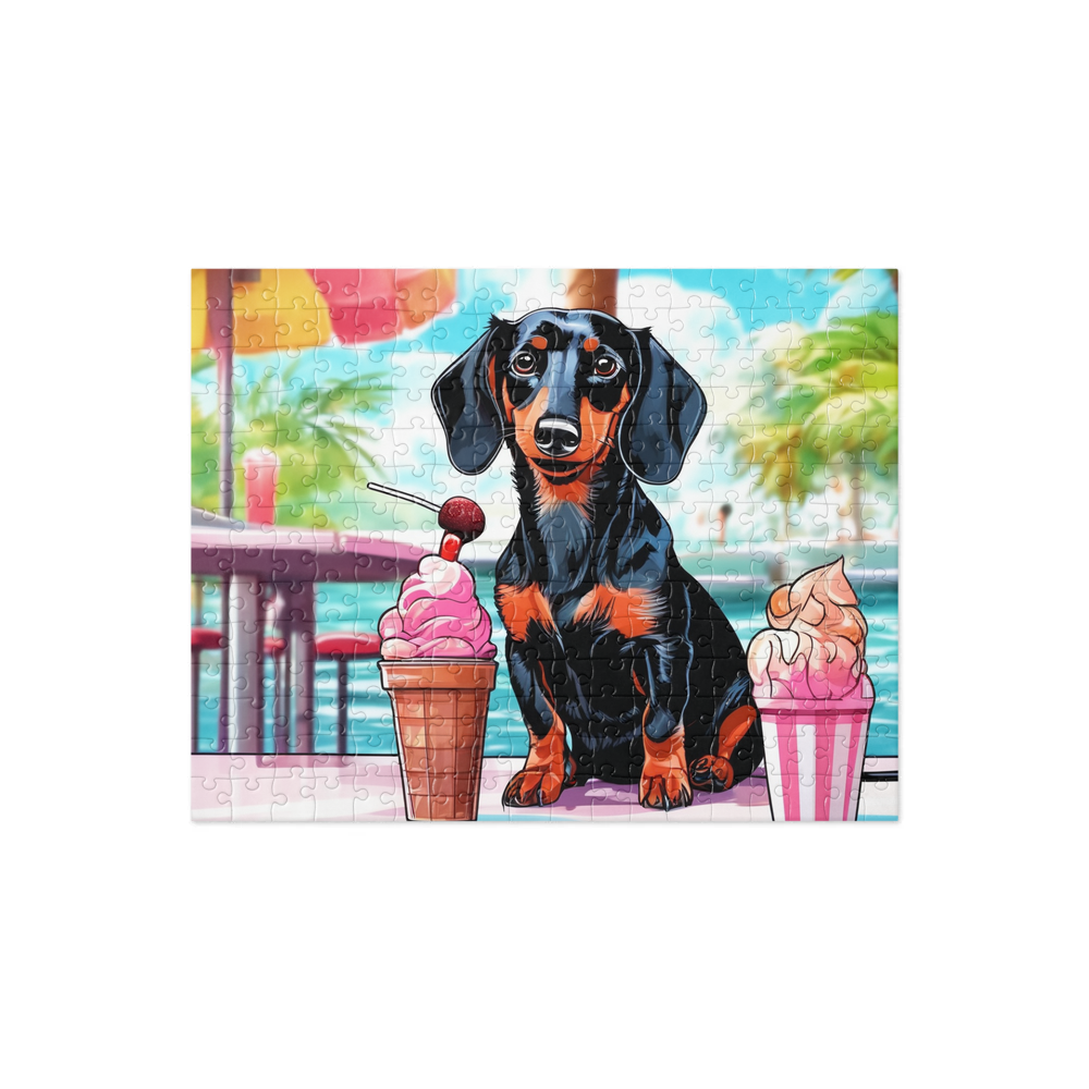 PugMug Custom Black Dachshund Jigsaw Puzzle