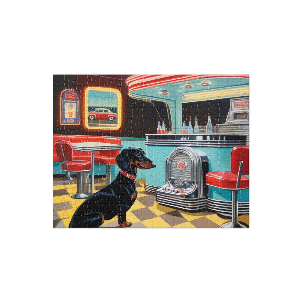 PugMug Custom Black Dachshund Jigsaw Puzzle