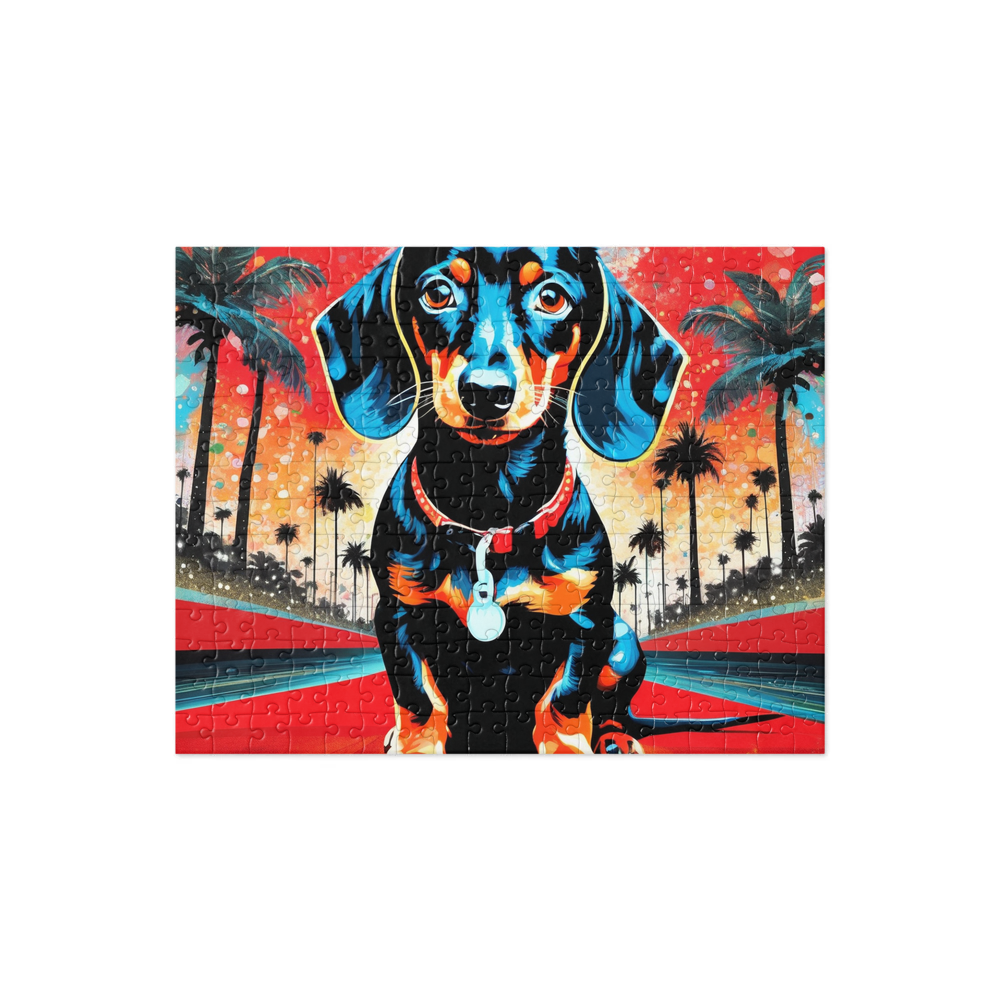 PugMug Custom Black Dachshund Jigsaw Puzzle