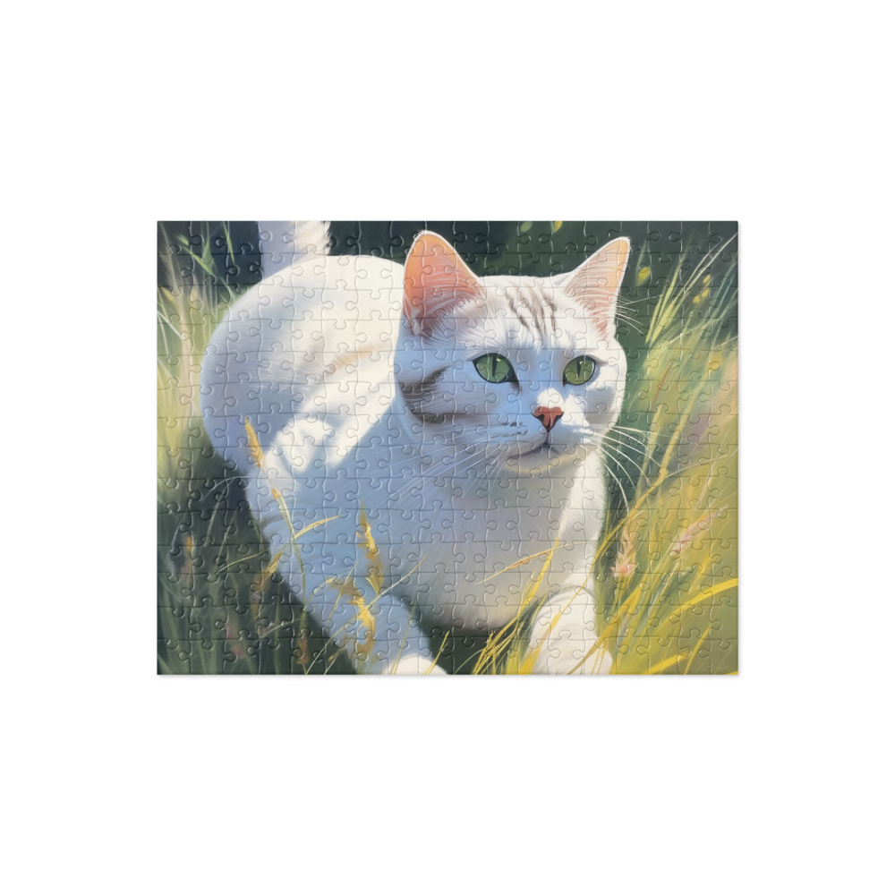 PugMug Custom White American Shorthair Cat Jigsaw Puzzle