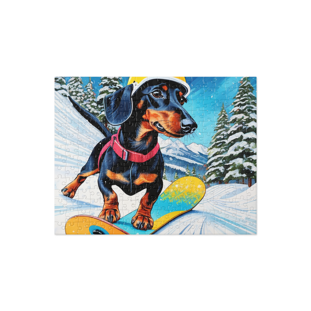 PugMug Custom Black Dachshund Jigsaw Puzzle