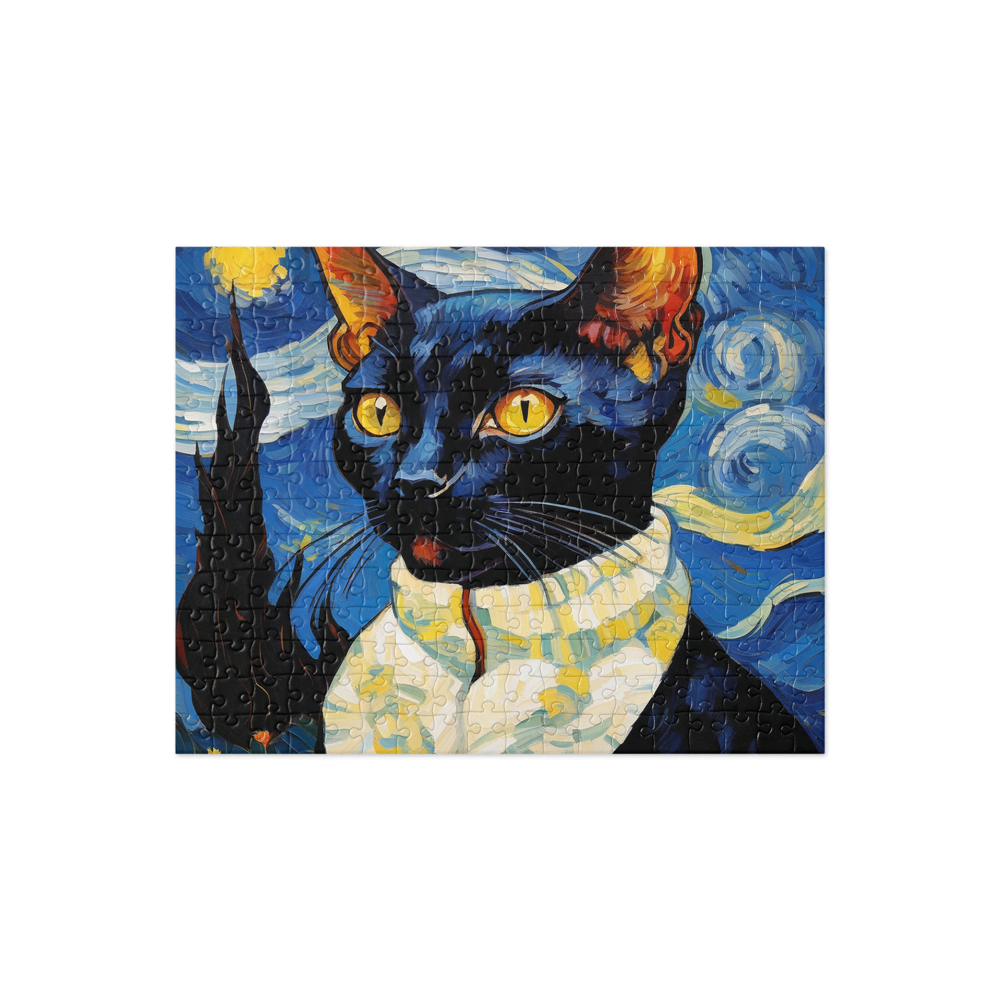 PugMug Custom Black Devon Rex Cat Jigsaw Puzzle
