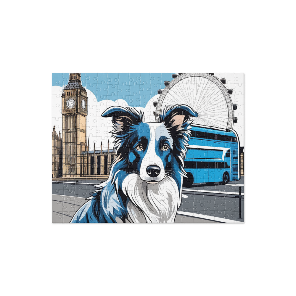 PugMug Custom Blue Merle Border Collie Jigsaw Puzzle