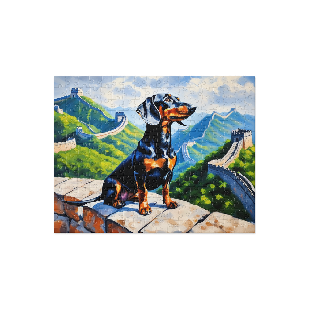 PugMug Custom Black Dachshund Jigsaw Puzzle