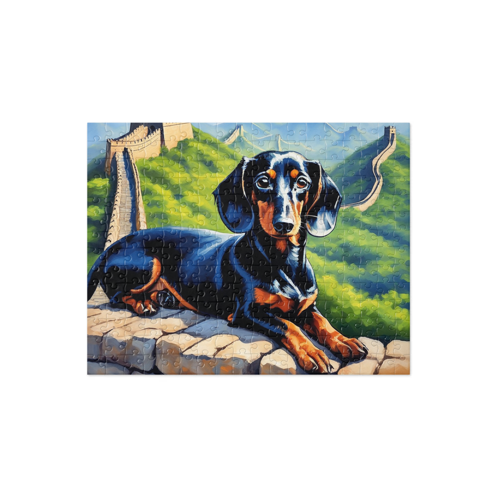 PugMug Custom Black Dachshund Jigsaw Puzzle