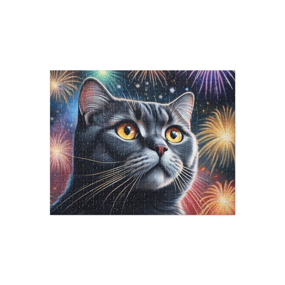 PugMug Custom Black Scottish Fold Cat Jigsaw Puzzle