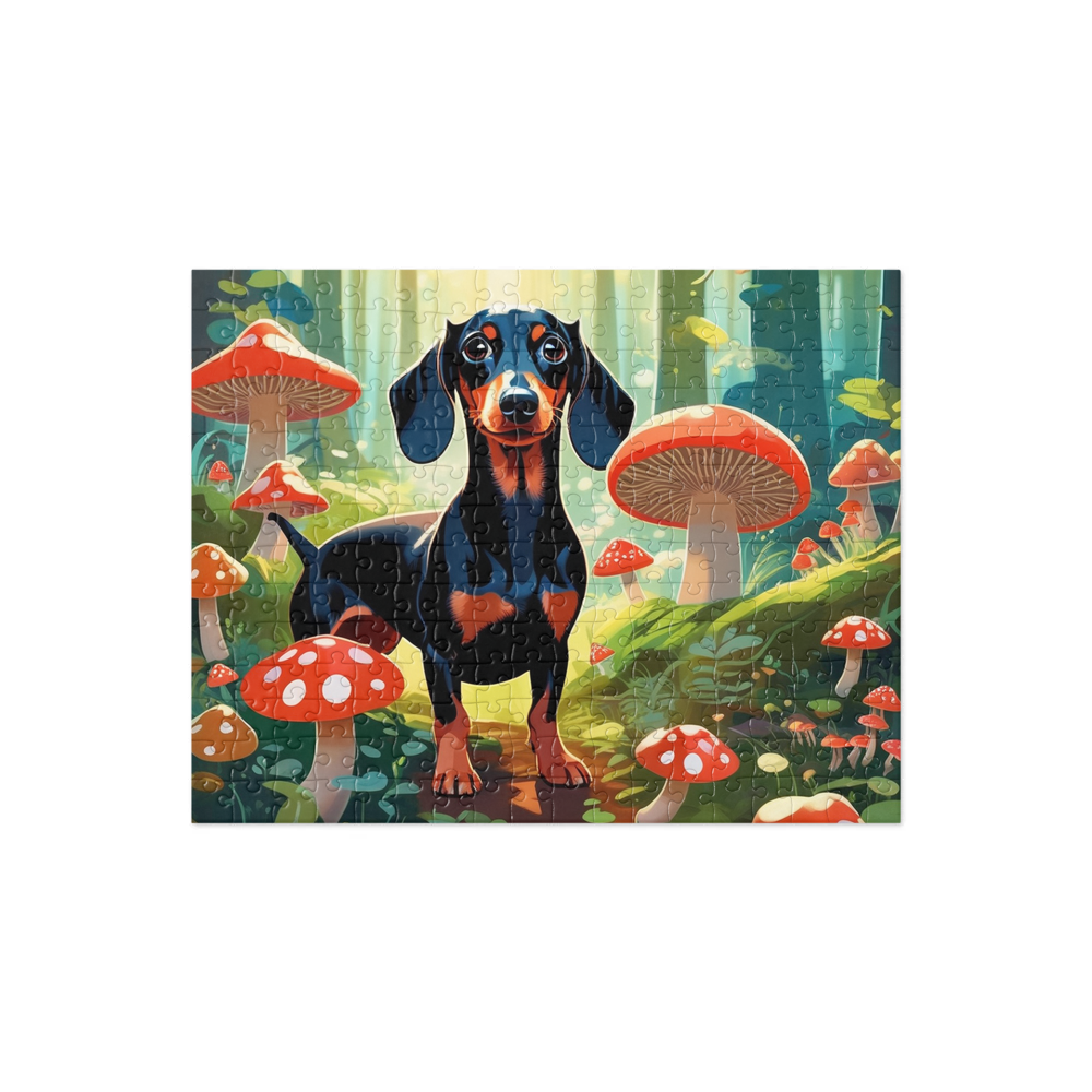 PugMug Custom Black Dachshund Jigsaw Puzzle