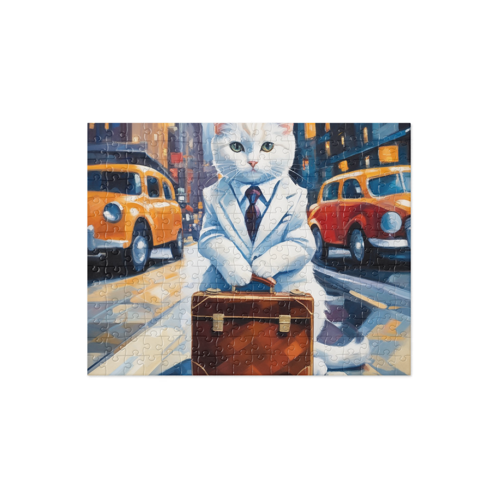 PugMug Custom White Companion Cat Jigsaw Puzzle