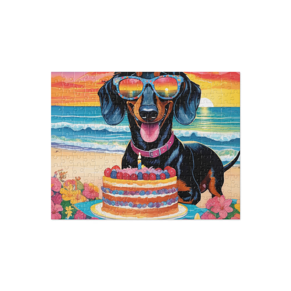PugMug Custom Black Dachshund Jigsaw Puzzle