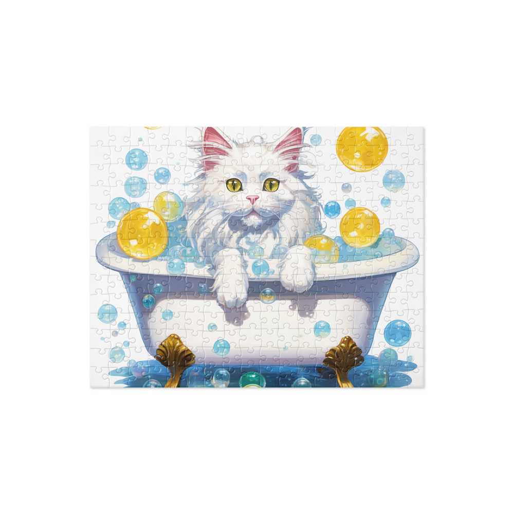 PugMug Custom White Maine Coon Cat Jigsaw Puzzle