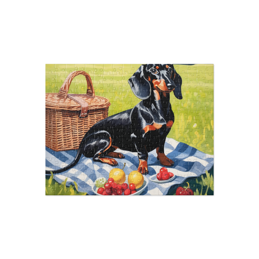 PugMug Custom Black Dachshund Jigsaw Puzzle