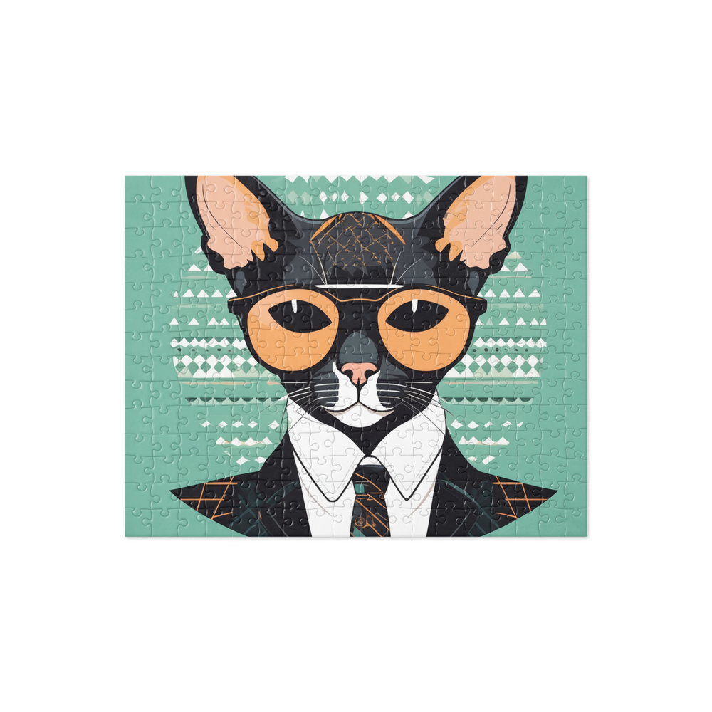 PugMug Custom Black Devon Rex Cat Jigsaw Puzzle