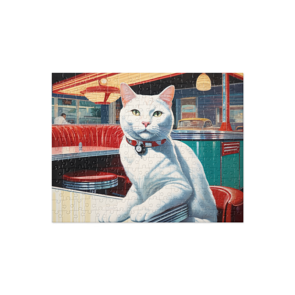 PugMug Custom White Companion Cat Jigsaw Puzzle