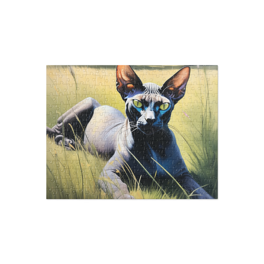 PugMug Custom Black Sphynx Cat Jigsaw Puzzle