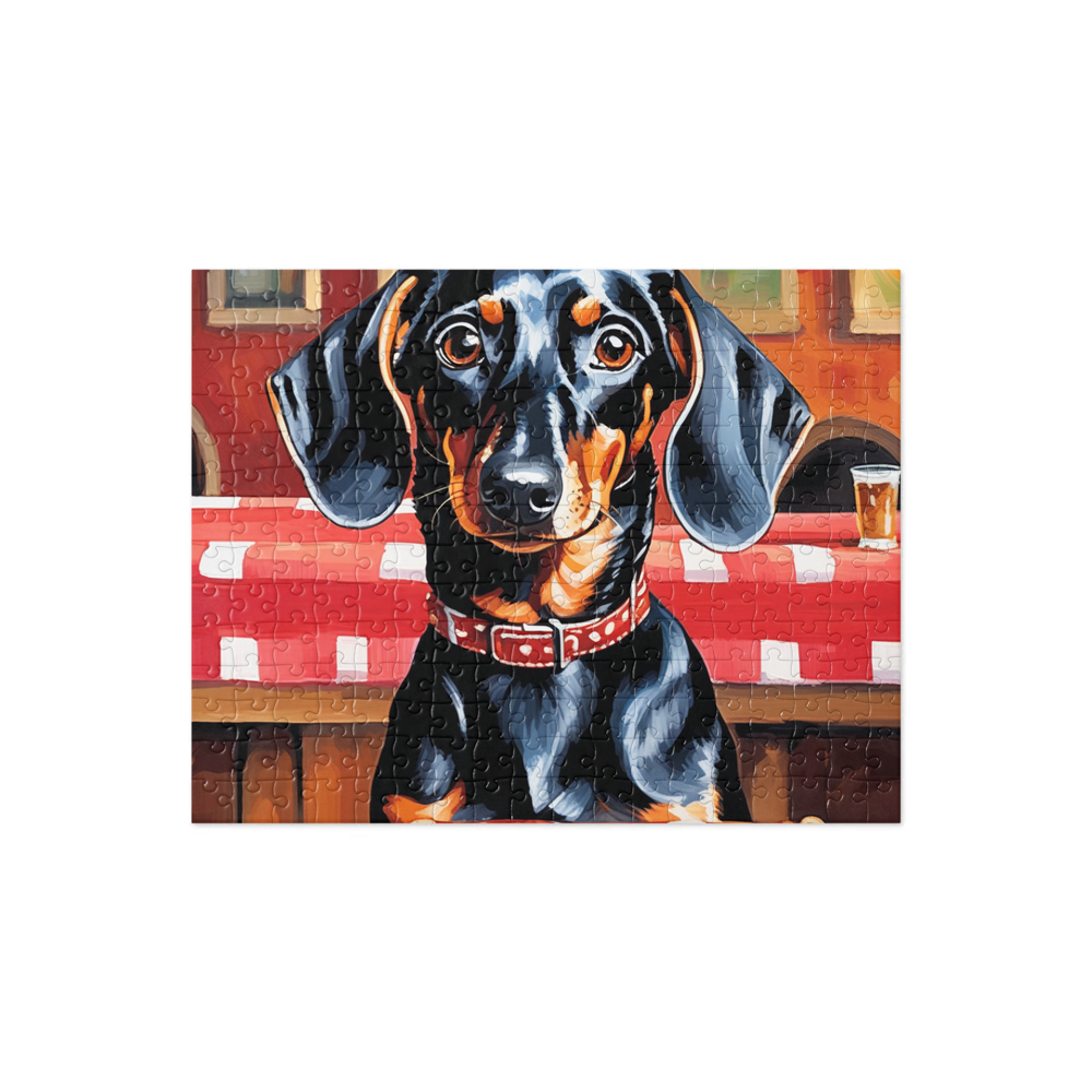 PugMug Custom Black Dachshund Jigsaw Puzzle