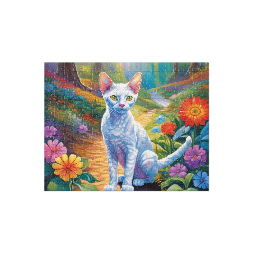 PugMug Custom White Devon Rex Cat Jigsaw Puzzle