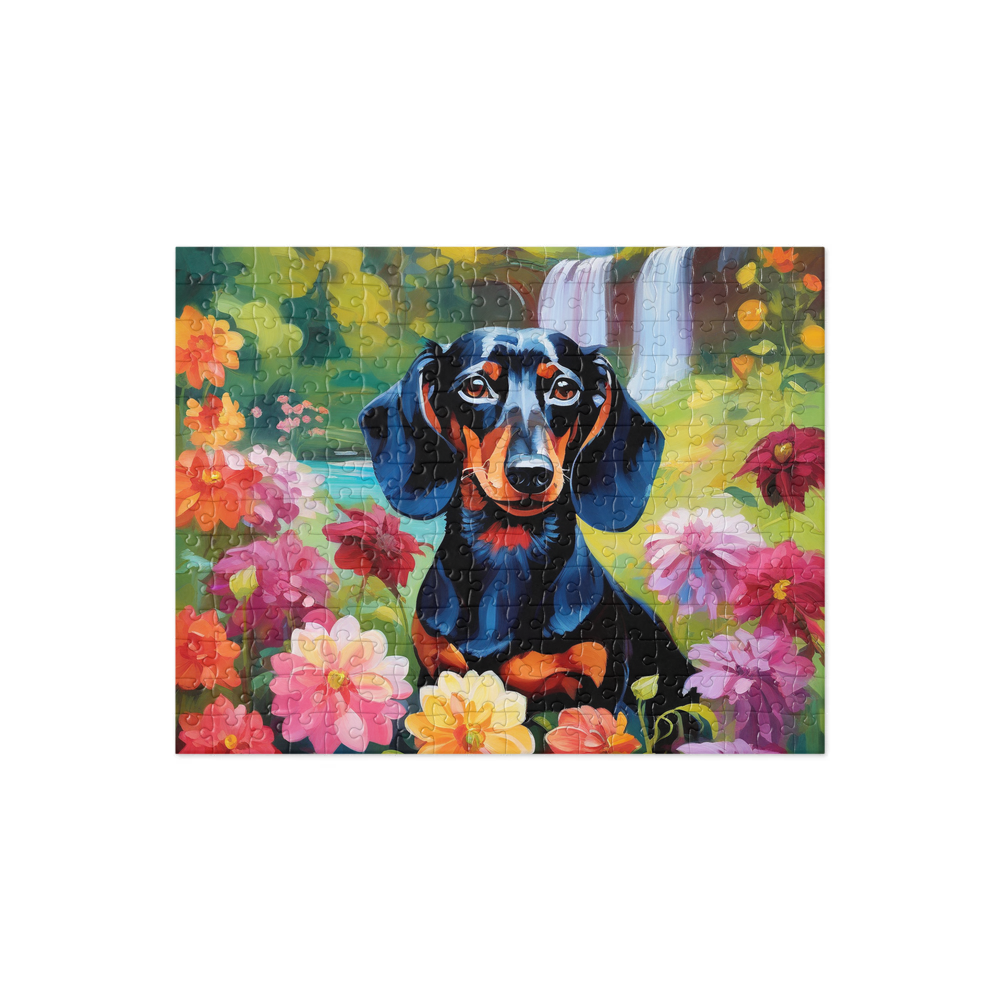 PugMug Custom Black Dachshund Jigsaw Puzzle