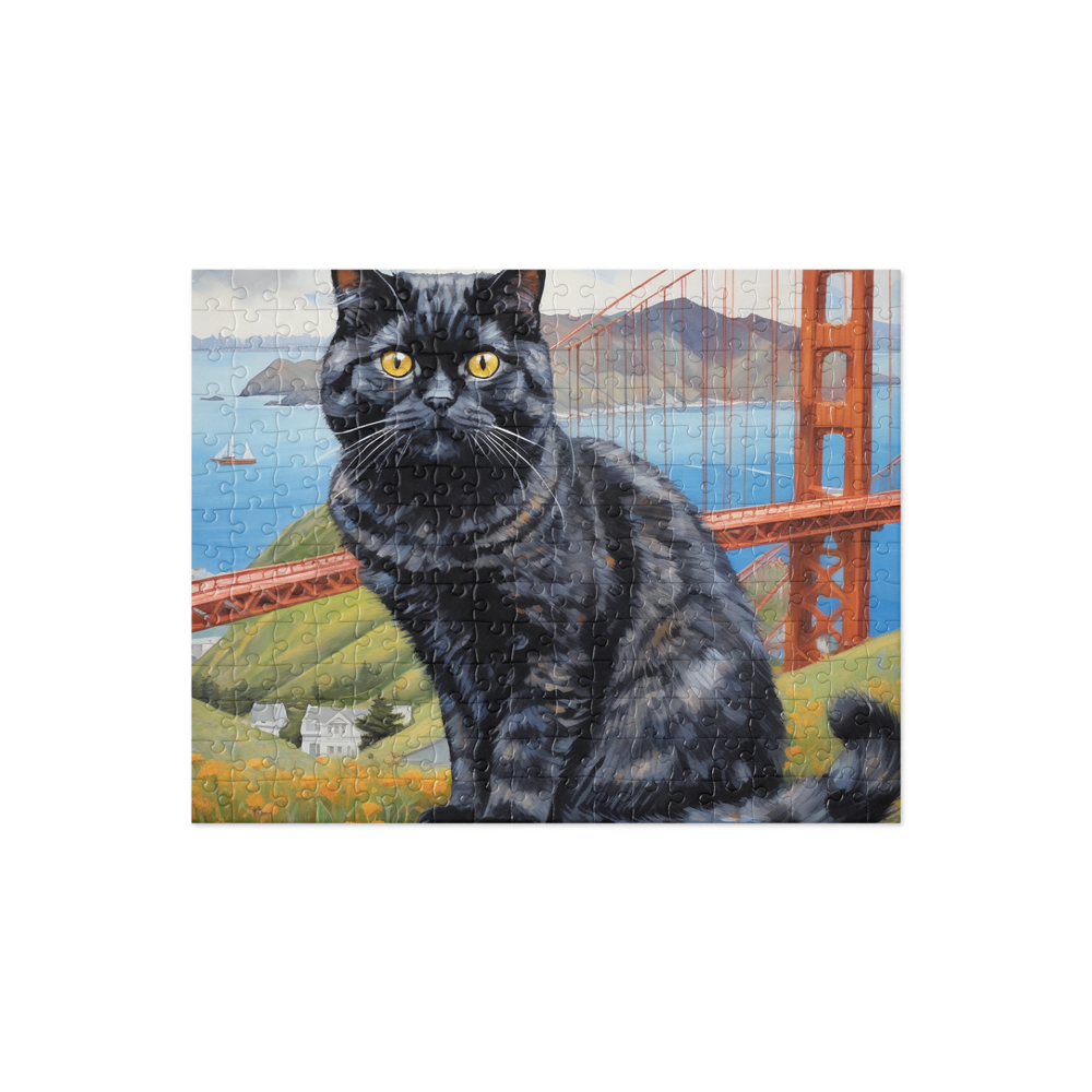 PugMug Custom Black Scottish Fold Cat Jigsaw Puzzle