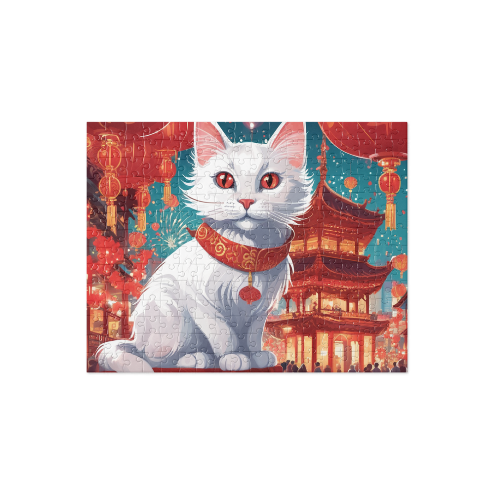 PugMug Custom White Companion Cat Jigsaw Puzzle