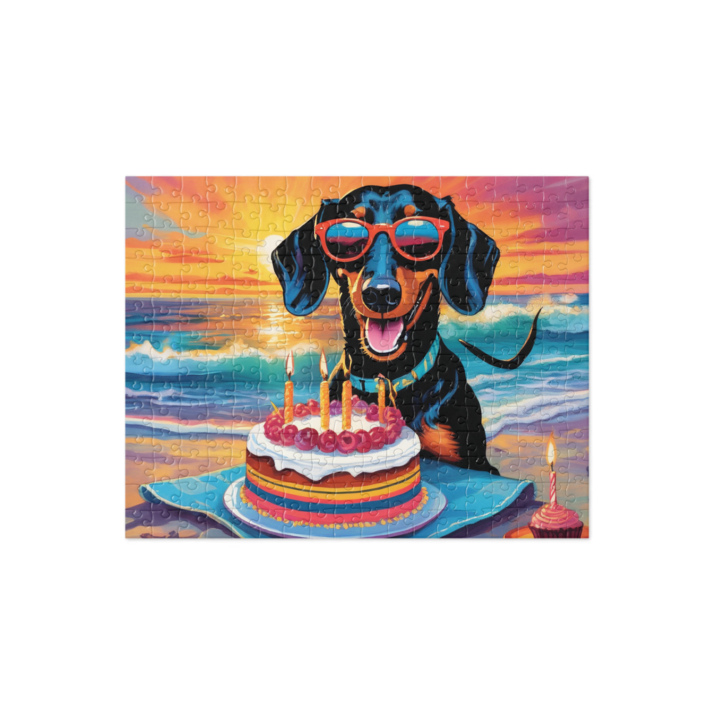 PugMug Custom Black Dachshund Jigsaw Puzzle