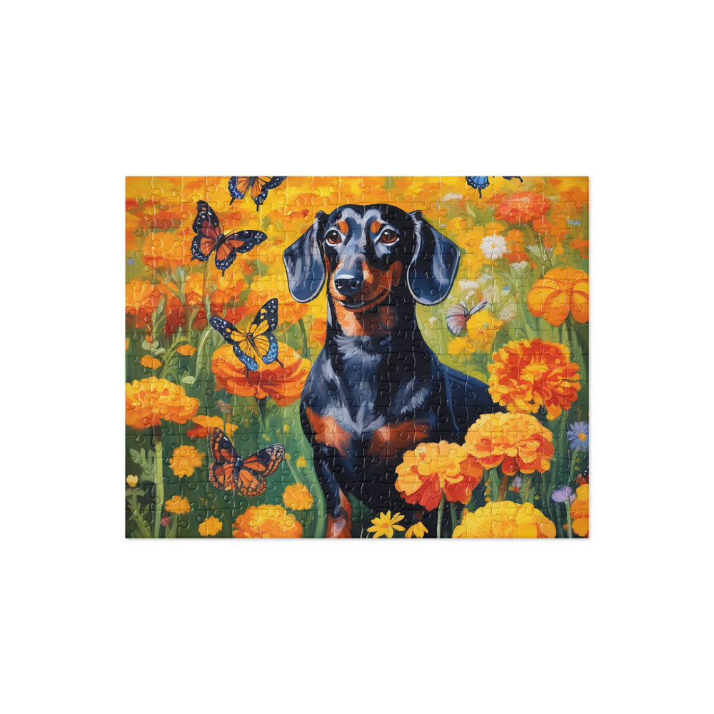 PugMug Custom Black Dachshund Jigsaw Puzzle