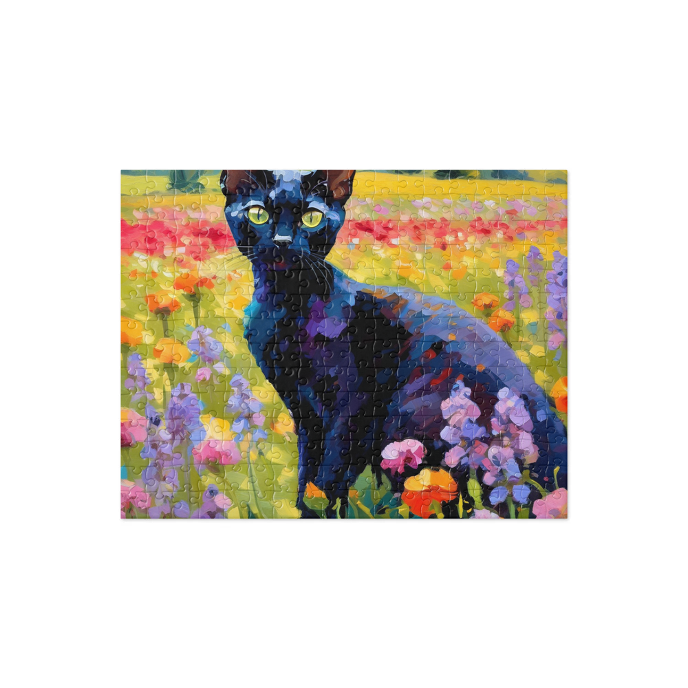 PugMug Custom Black Devon Rex Cat Jigsaw Puzzle