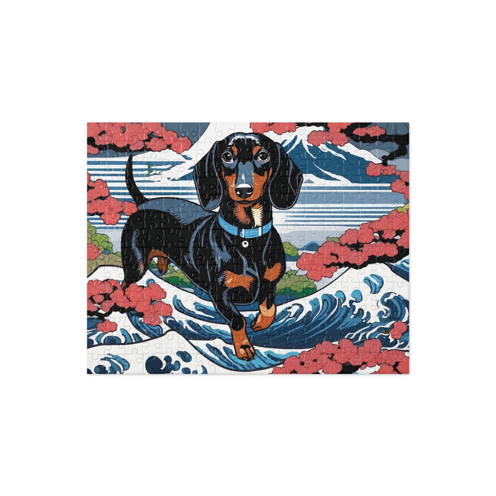 PugMug Custom Black Dachshund Jigsaw Puzzle
