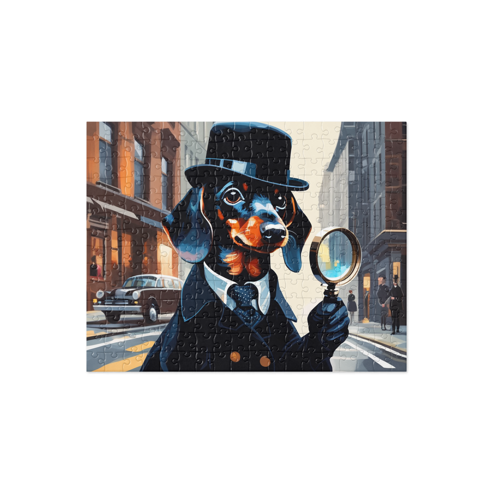 PugMug Custom Black Dachshund Jigsaw Puzzle