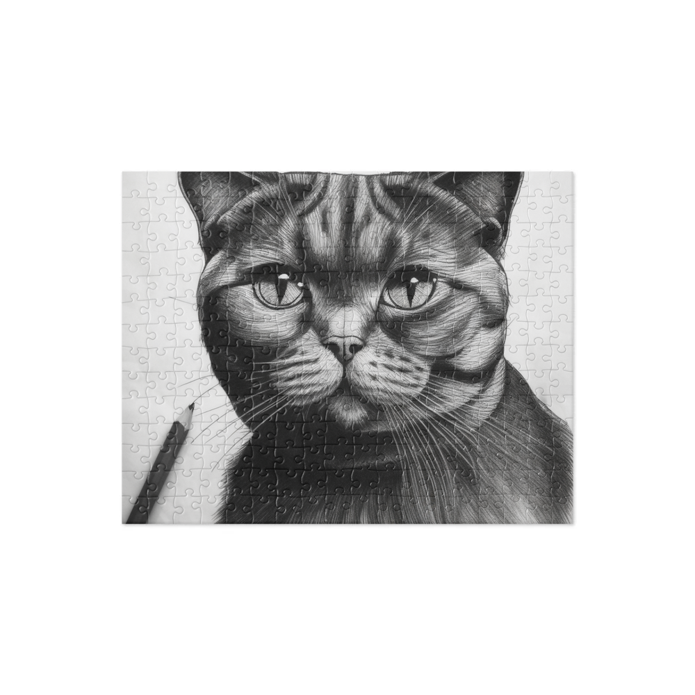 PugMug Custom Black Scottish Fold Cat Jigsaw Puzzle