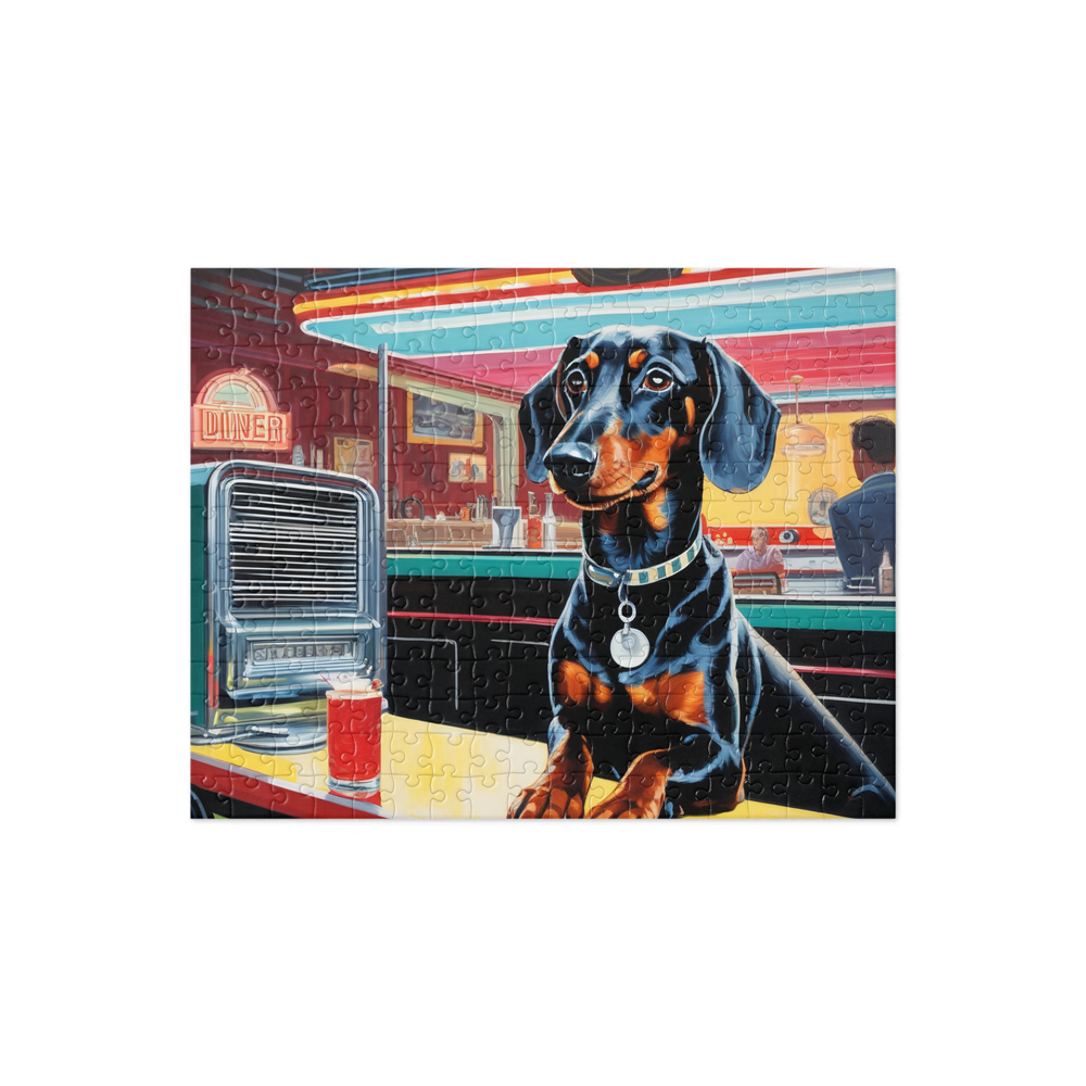 PugMug Custom Black Dachshund Jigsaw Puzzle