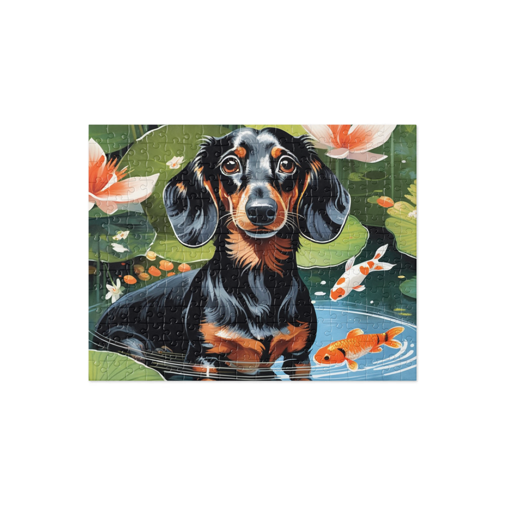 PugMug Custom Black Dachshund Jigsaw Puzzle
