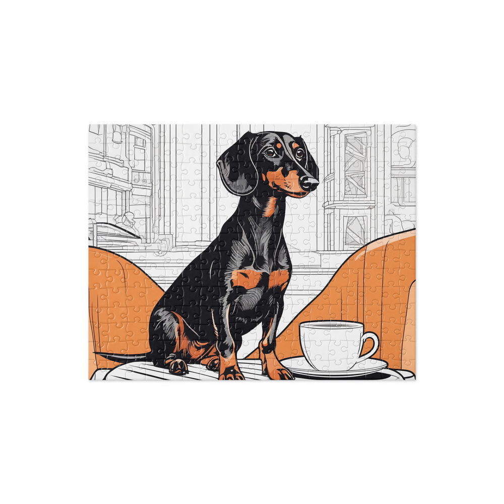 PugMug Custom Black Dachshund Jigsaw Puzzle