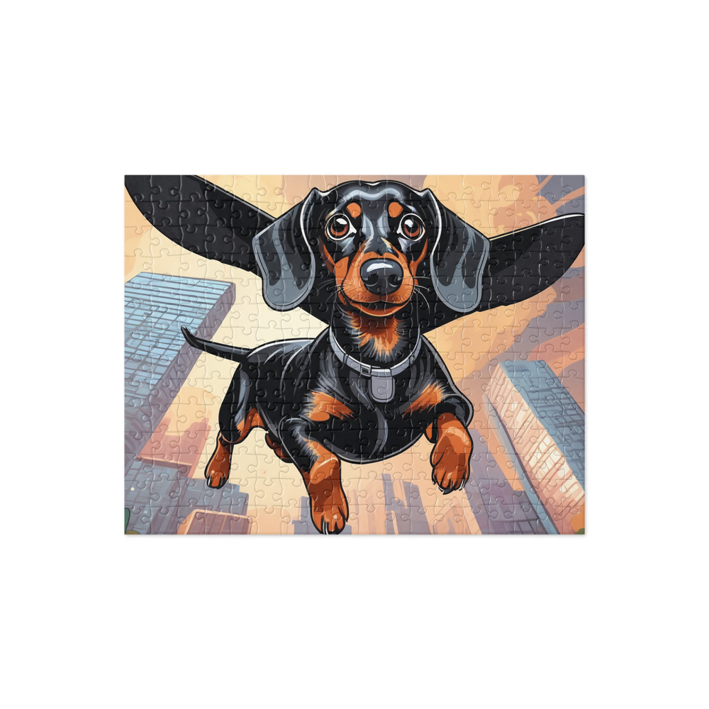 PugMug Custom Black Dachshund Jigsaw Puzzle