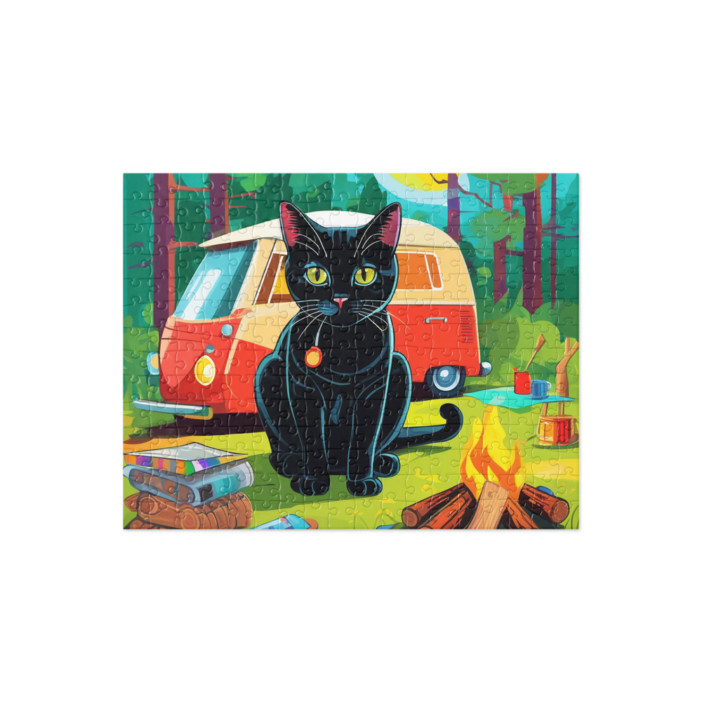 PugMug Custom Black American Shorthair Cat Jigsaw Puzzle