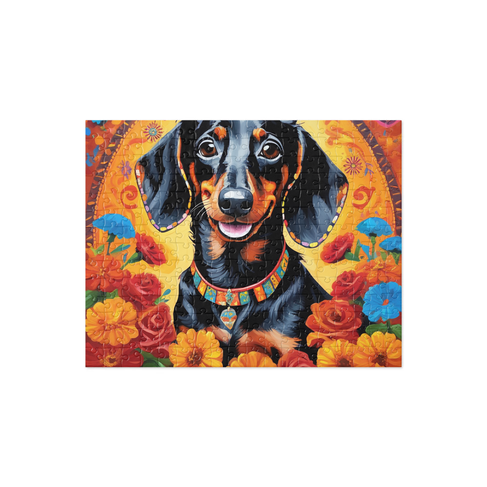 PugMug Custom Black Dachshund Jigsaw Puzzle