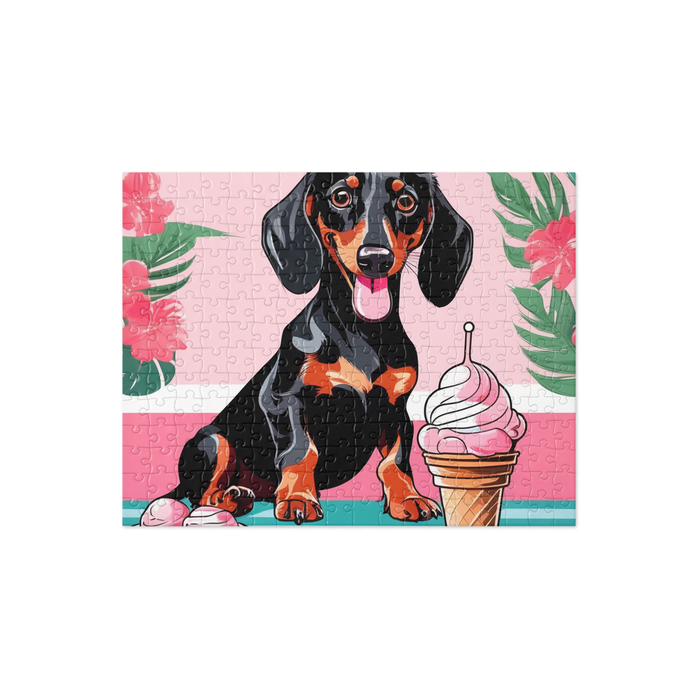 PugMug Custom Black Dachshund Jigsaw Puzzle