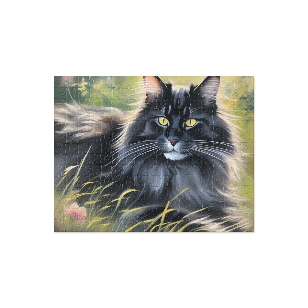 PugMug Custom Black Maine Coon Cat Jigsaw Puzzle