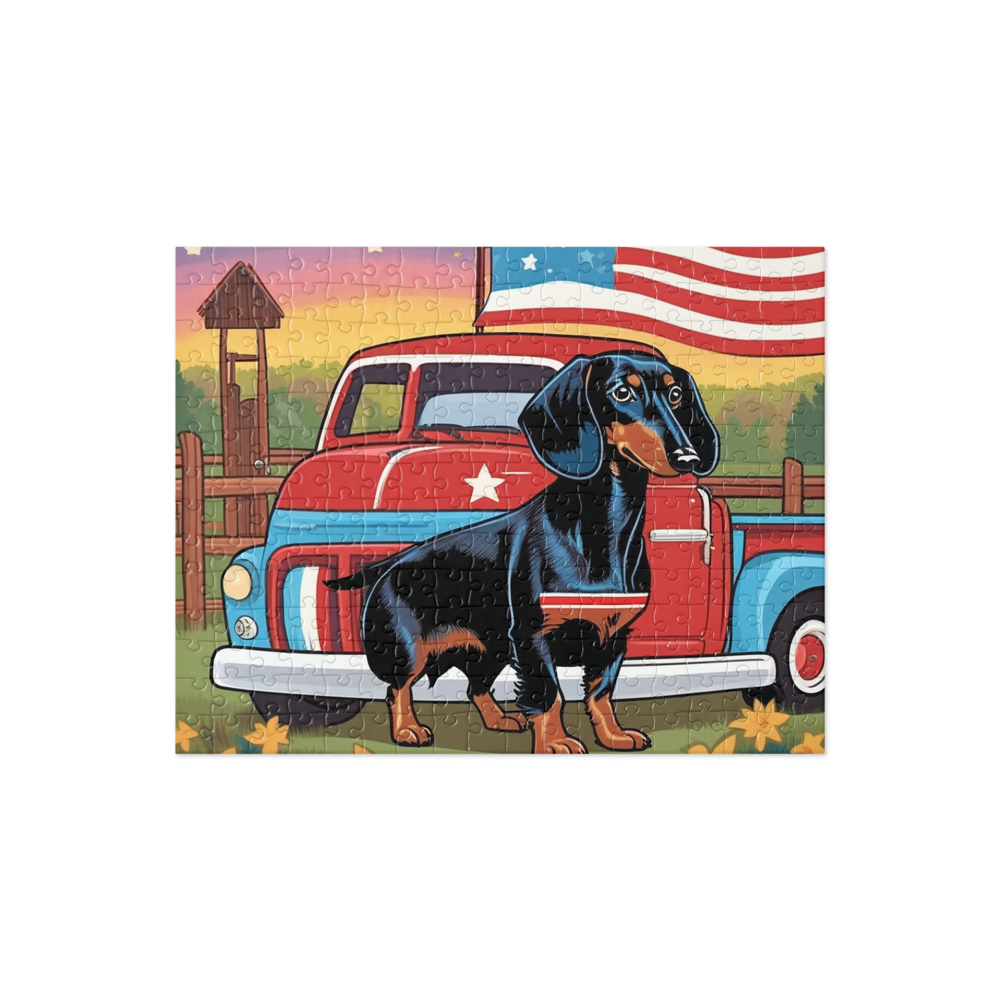 PugMug Custom Black Dachshund Jigsaw Puzzle
