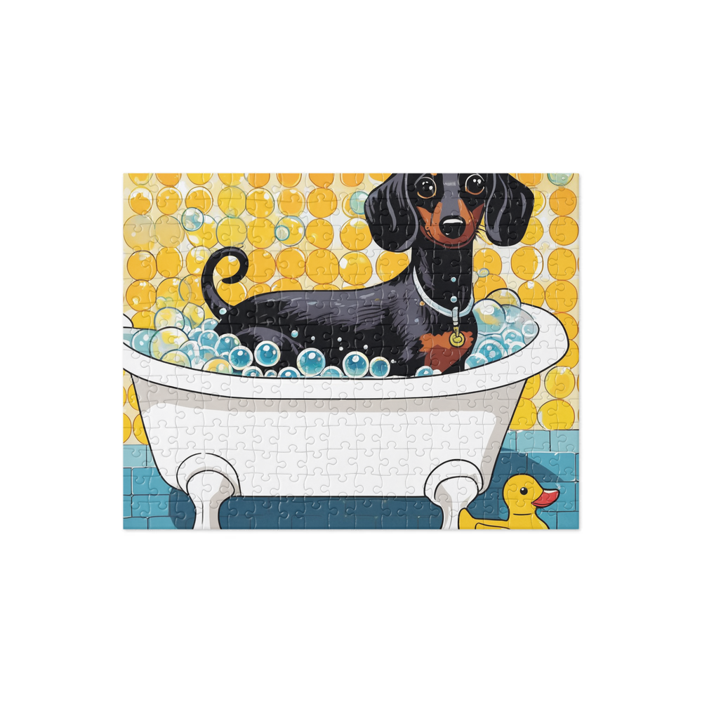 PugMug Custom Black Dachshund Jigsaw Puzzle