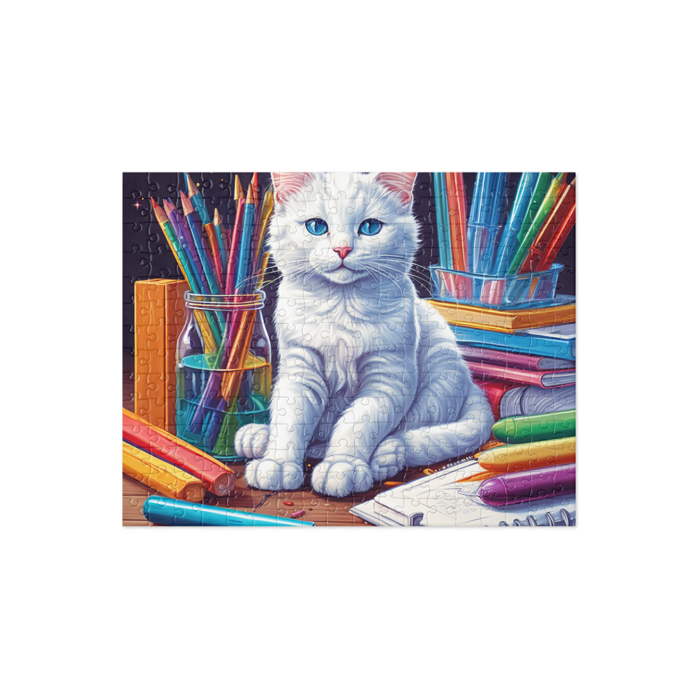 PugMug Custom White Companion Cat Jigsaw Puzzle