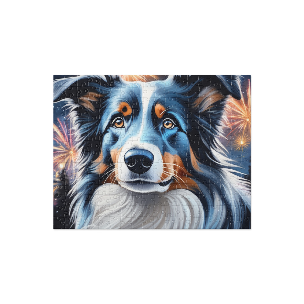 PugMug Custom Blue Merle Border Collie Jigsaw Puzzle